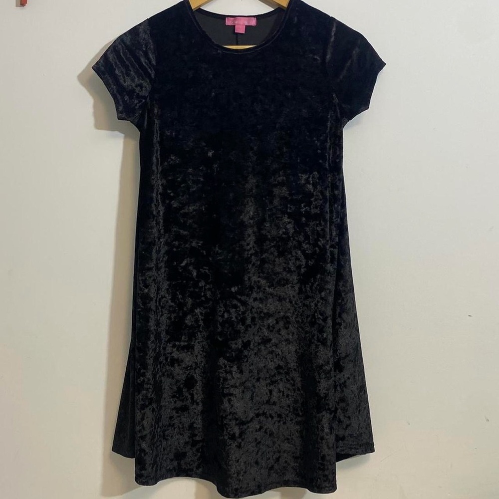 Say What? Black Velvet Kids Dress